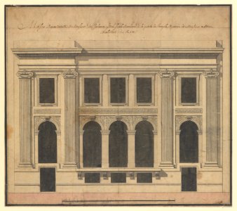 Façade of the Hôtel de Chavannes, Paris (recto); Plan of a Circular Room (verso) MET DP230574