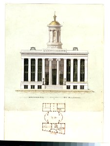 Façade Design and Old Plan for the First Merchant's Exchange, New York (unexecuted; front elevation and plan) MET 49E 076R4