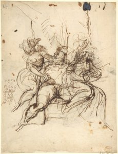 Falstaff with Mrs. Ford and Mrs. Page (Shakespeare, The Merry Wives of Windsor, Act 5, Scene 5) MET DP803739