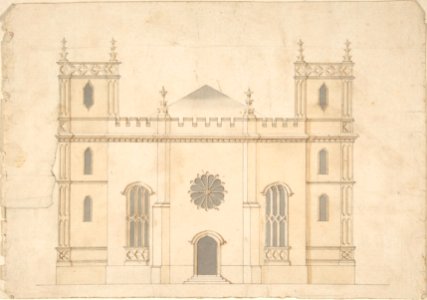 Facade of a Gothic Revival Church MET DP804677