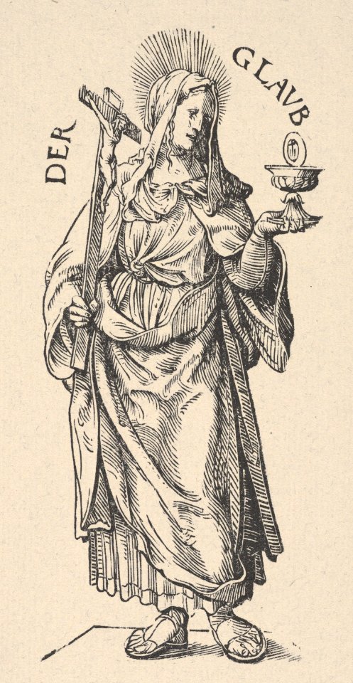Faith (Der Glaub), from The Seven Virtues, in Holzschnitte alter Meister gedruckt von den Originalstöcken der Sammlung Derschau im besitz des Staatlichen Kupferstich-kabinetts zu Berlin MET DP834010