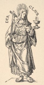 Faith (Der Glaub), from The Seven Virtues, in Holzschnitte alter Meister gedruckt von den Originalstöcken der Sammlung Derschau im besitz des Staatlichen Kupferstich-kabinetts zu Berlin MET DP834010