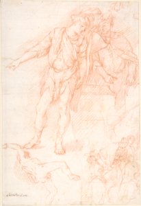 Figure Studies- Men Standing by a Large Vase, a Falling Nude Figure, and Other Figures MET DP808253
