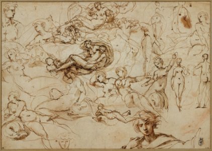 Figure Studies for Various Female and Male Figures (recto); Threes Amors in the Garden of Venus (verso) MET DT11009