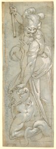 Female Warrior crushing a Satyr MET DP827279
