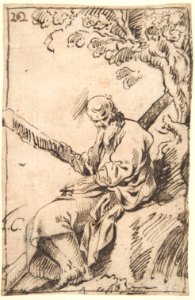 Figure of St. Andrew seated in a Landscape MET DP800115