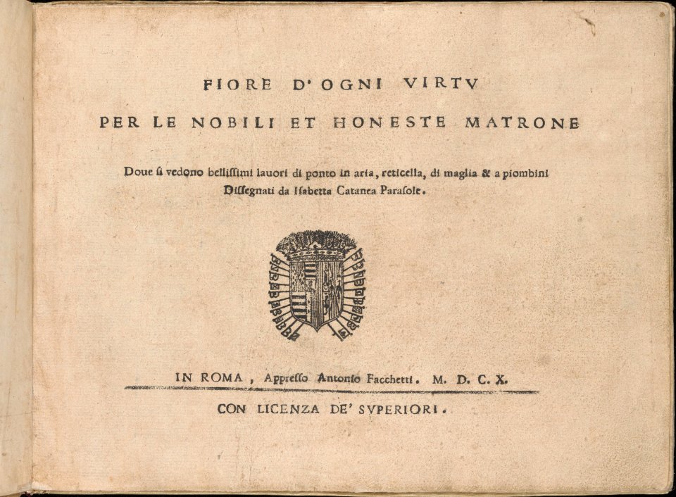 Fiore D'Ogni Virtu Per le Nobili Et Honeste Matrone, title page (recto) MET DP362360
