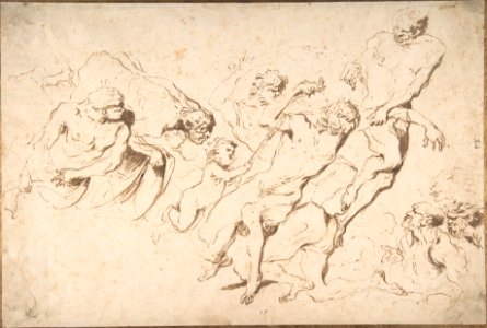 Fantastic Subject- Five Nude Male Figures Punishing Another MET DP809036