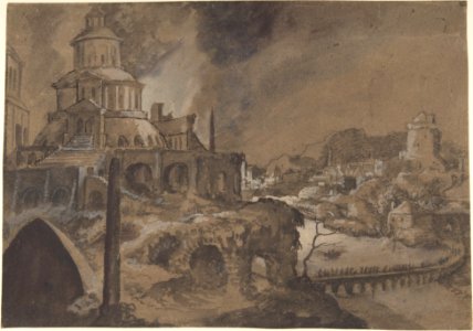 Fantastic Landscape with Figures Crossing a Bridge MET DP801817