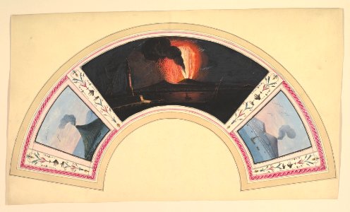 Fan Design with Eruption of Vesuvius and Three Views MET DP820614