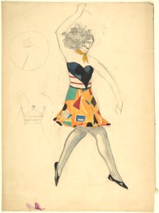 Female dancer in cubist costume holding a knife MET DP804933