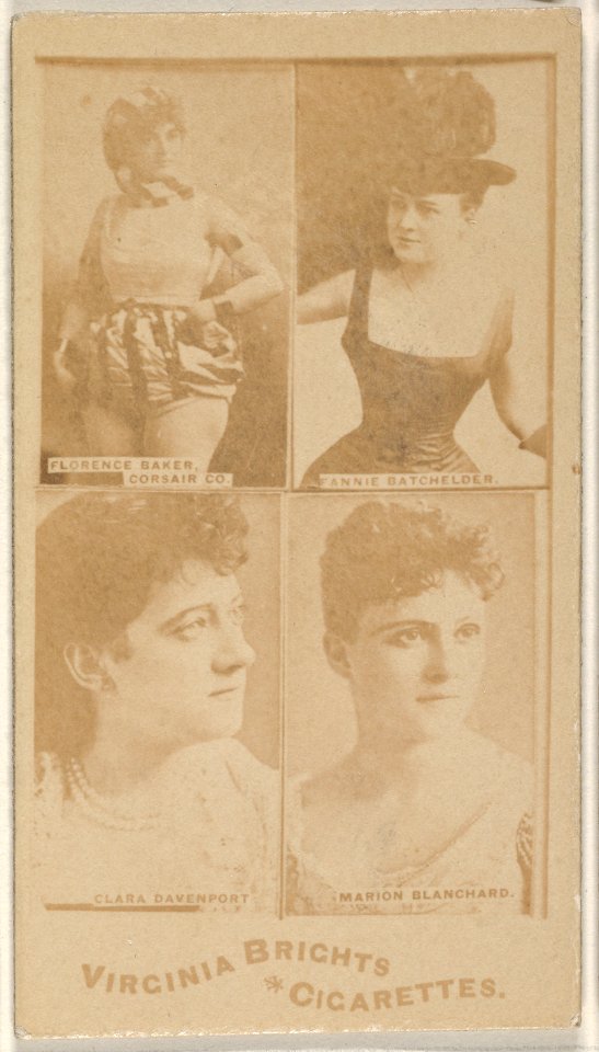 Florence Baker, Corsair Co.- Fannie Batchelder- Clara Davenport- Marion Blanchard, from the Actors and Actresses series (N45, Type 4) for Virginia Brights Cigarettes MET DP831171