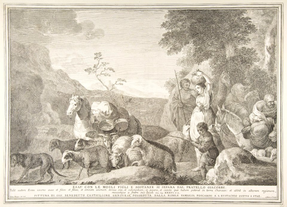 Esau con le mogli figli e sostanze si separa dal fratello giacobbe MET DP816647
