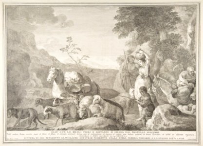 Esau con le mogli figli e sostanze si separa dal fratello giacobbe MET DP816647