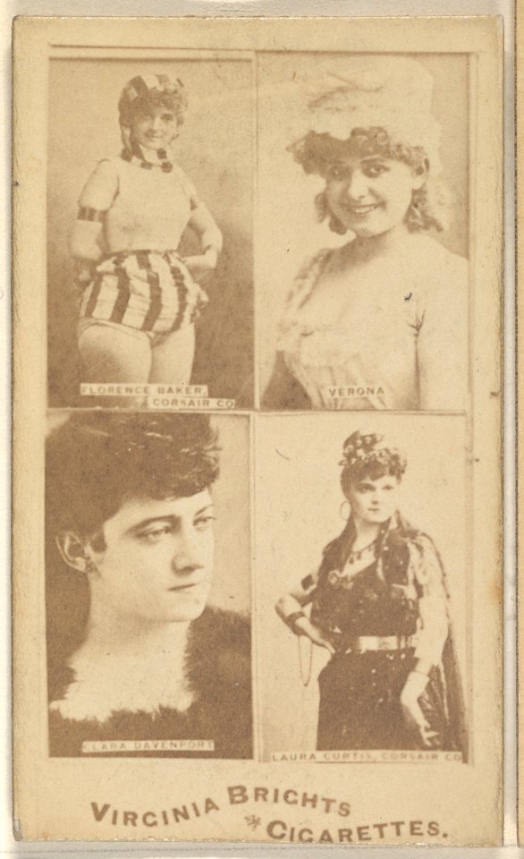Florence Baker, Corsair Co.- Verona- Clara Davenport- Laura Curtis, Corsair Co., from the Actors and Actresses series (N45, Type 4) for Virginia Brights Cigarettes MET DP831167