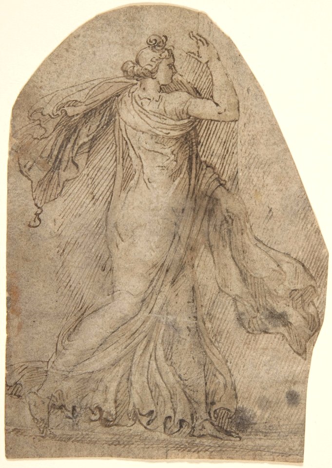 Female Figure in Antique Style Dress, Striding to the Right MET DP803309