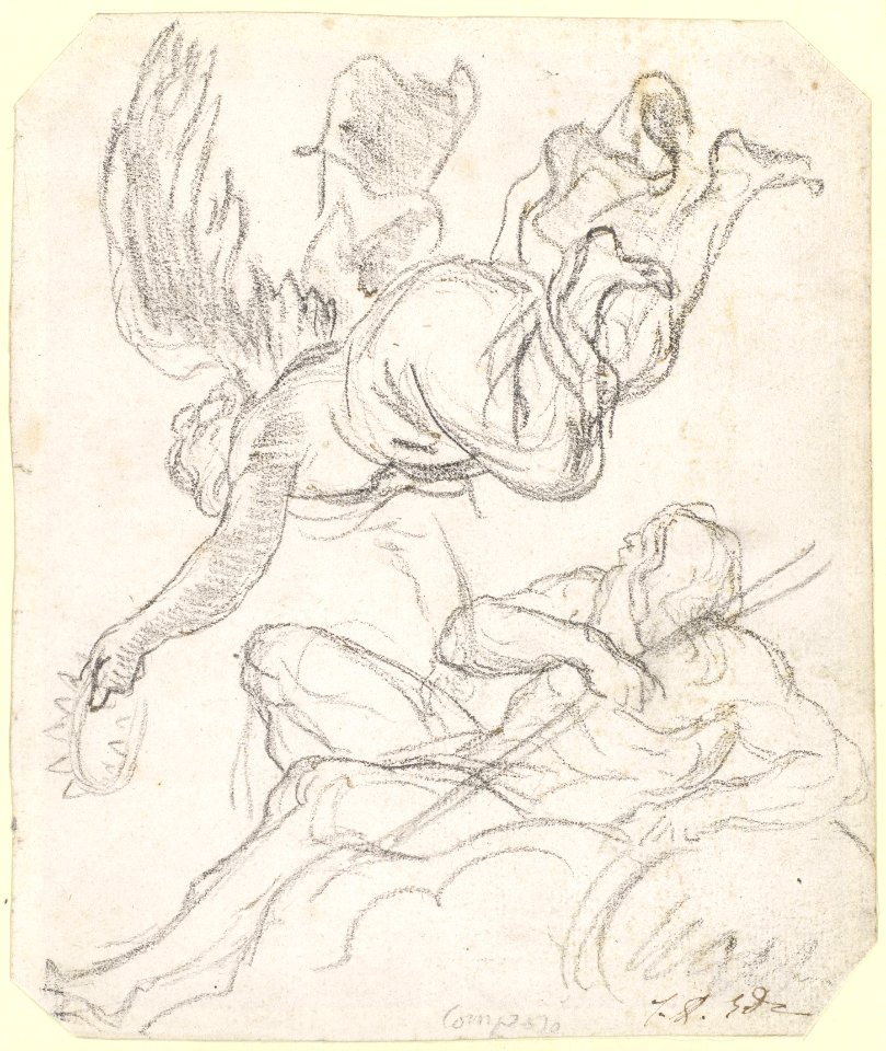 Flying Figure Holding a Crown, Reclining River God MET DP105023
