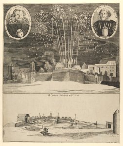 Fireworks display by Lorenz Müller as proof of his mastership, Nuremberg 1635 MET DP855420