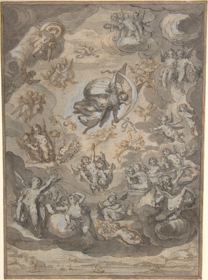 Flying Putti, Surrounding Archangel Raphael MET DP803067