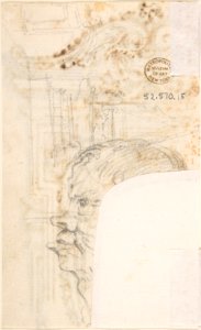Fragment of Frame Design (Recto); Sketch of a Man's Head in Profile (Verso) MET DP802571