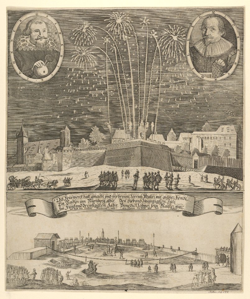 Fireworks display by Lorenz Müller as proof of mastership, Nuremberg 1635 MET DP855419