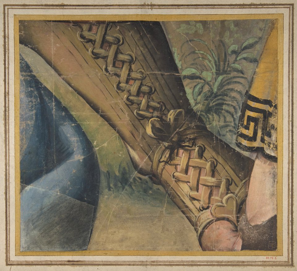 Fragment of a Tapestry Cartoon- Foot in a Buskin, Drapery, and a Plant MET DP811333