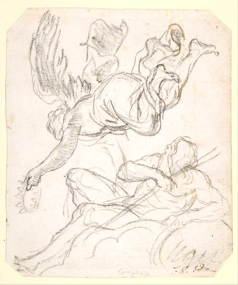 Flying Figure Holding a Crown, Reclining River God MET DP805800