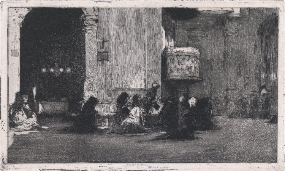 Entrance to the church of St Joseph (San José), Madrid, figures seated on the ground in front MET DP876134