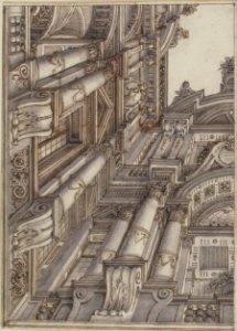 Foreshortened or Trompe L'Oeil View of the Architecture Surrounding a Courtyard MET 52.570.1