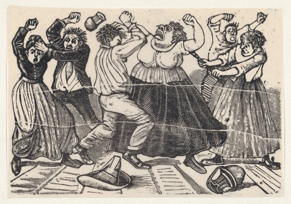 Fight between mothers-in-law from a broadside entitled 'Pleito de suegras' MET DP869353