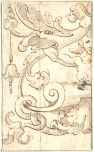 Fragment of Ornamental Drawing after the Antique; Half-harpy with Acanthus Rinceaux MET DP801983