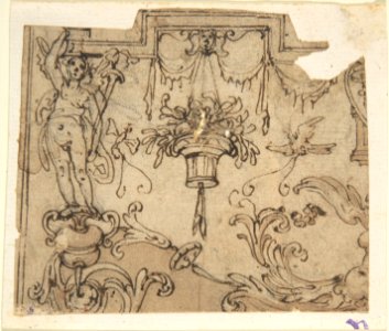 Fragment of a Scheme with Grotesque Decorations; Fragment of an Ornament Design after the antique (verso) MET DP801981