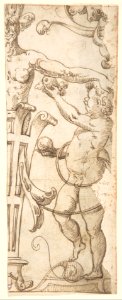 Fragment of a Grotesque Decoration with a Term and Putto MET DP800637