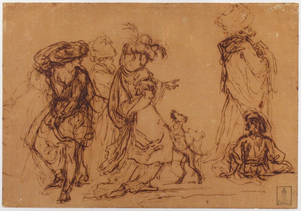 Five Figures in Fantastic Costumes with Two Dogs MET 1972.118.16