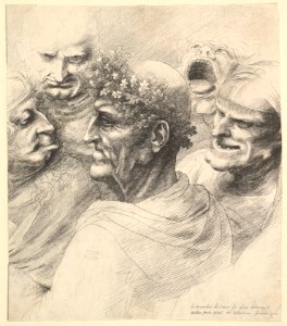 Five grotesque heads, including an elderly man with an oak leaf wreath MET DP823886