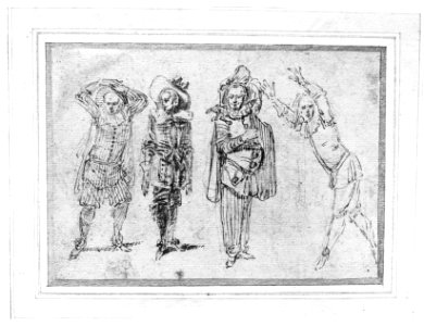 Figures in Theatrical Costumes MET 7542. Free illustration for personal and commercial use.