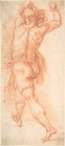 Figure of a Man Throwing Stones (recto); Study of a Man (?) (verso) MET DP809046