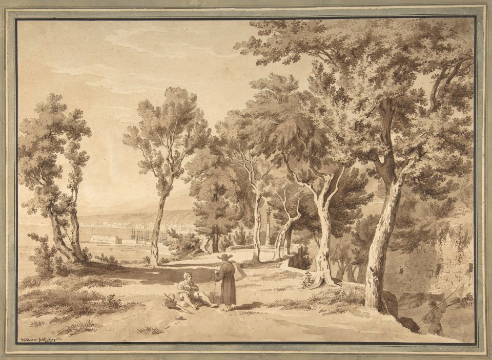 Figures in a Grove above the Bay of Naples MET DP804343
