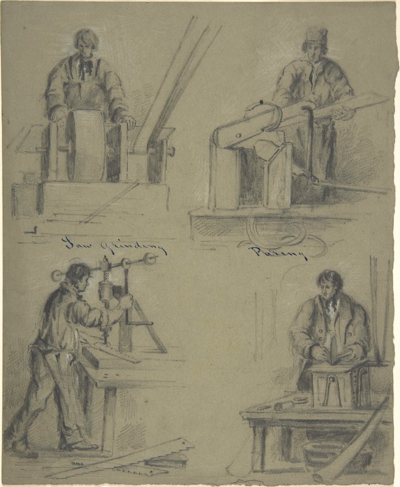 Four drawings showing the manufacture of saws MET DP806082