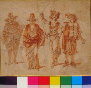 Figures in Theatrical Costumes MET 06.1042.7. Free illustration for personal and commercial use.