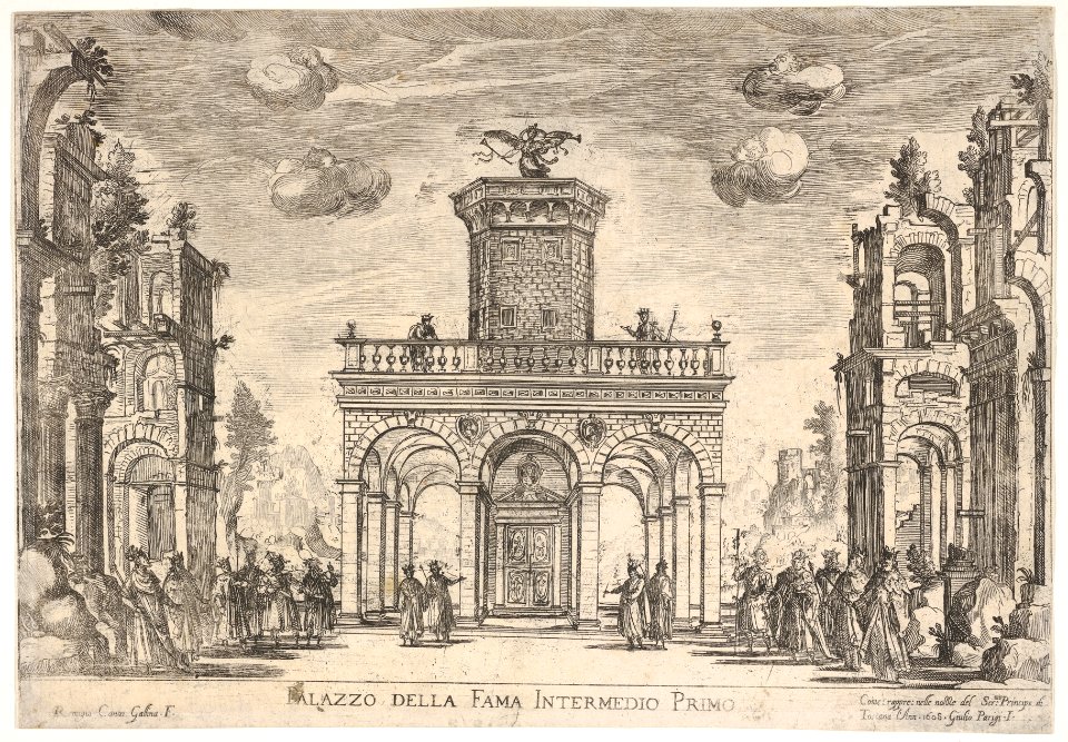 First interlude- palace of fame (Intermedio sesto- palazzo della fama), from the series 'Seven Interludes' for the wedding celebration of Cosimo de' Medici in Florence, 1608 MET DP832204