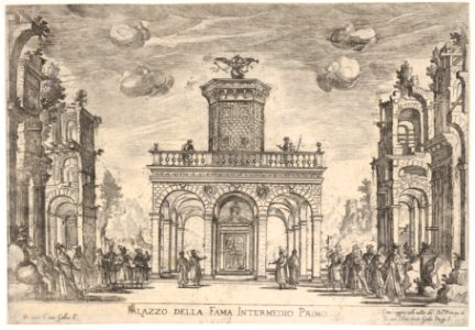 First interlude- palace of fame (Intermedio sesto- palazzo della fama), from the series 'Seven Interludes' for the wedding celebration of Cosimo de' Medici in Florence, 1608 MET DP832204
