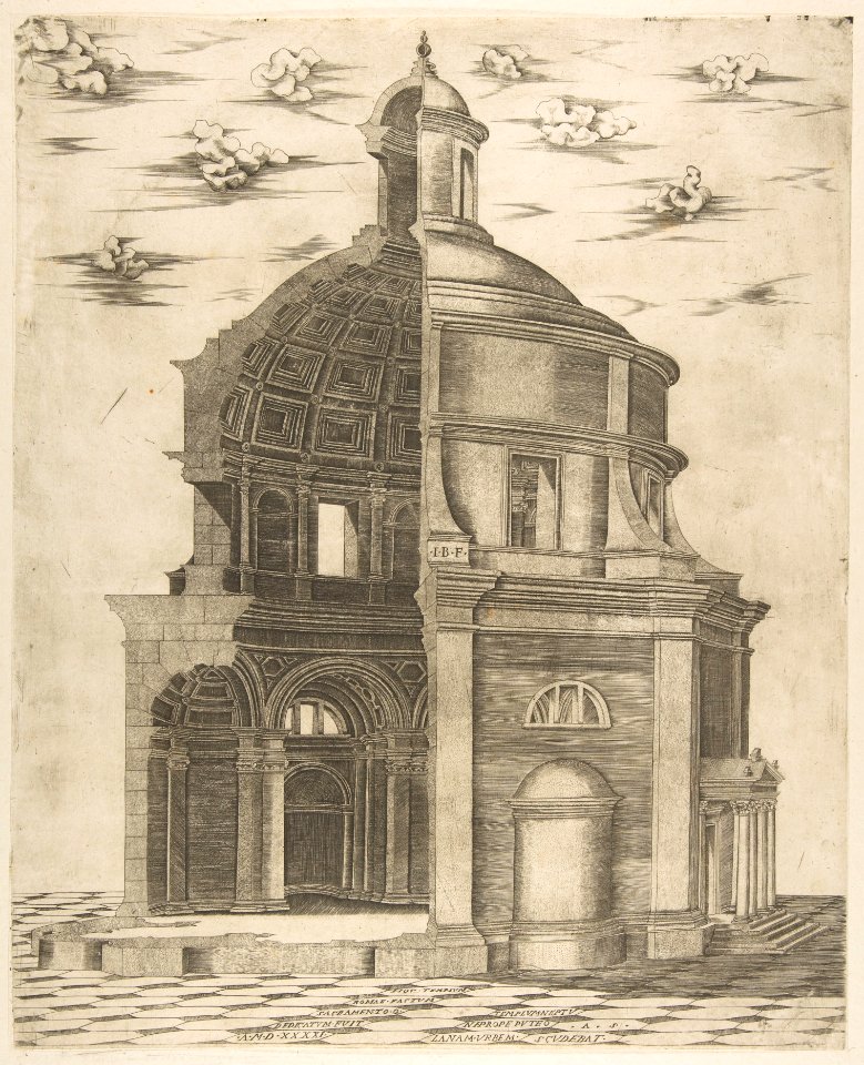 Exterior and interior section of a temple in Rome dedicated to Neptune MET DP812770
