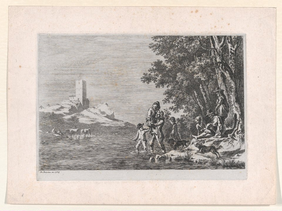 Figures Crossing a River MET DP874439