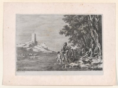 Figures Crossing a River MET DP874439