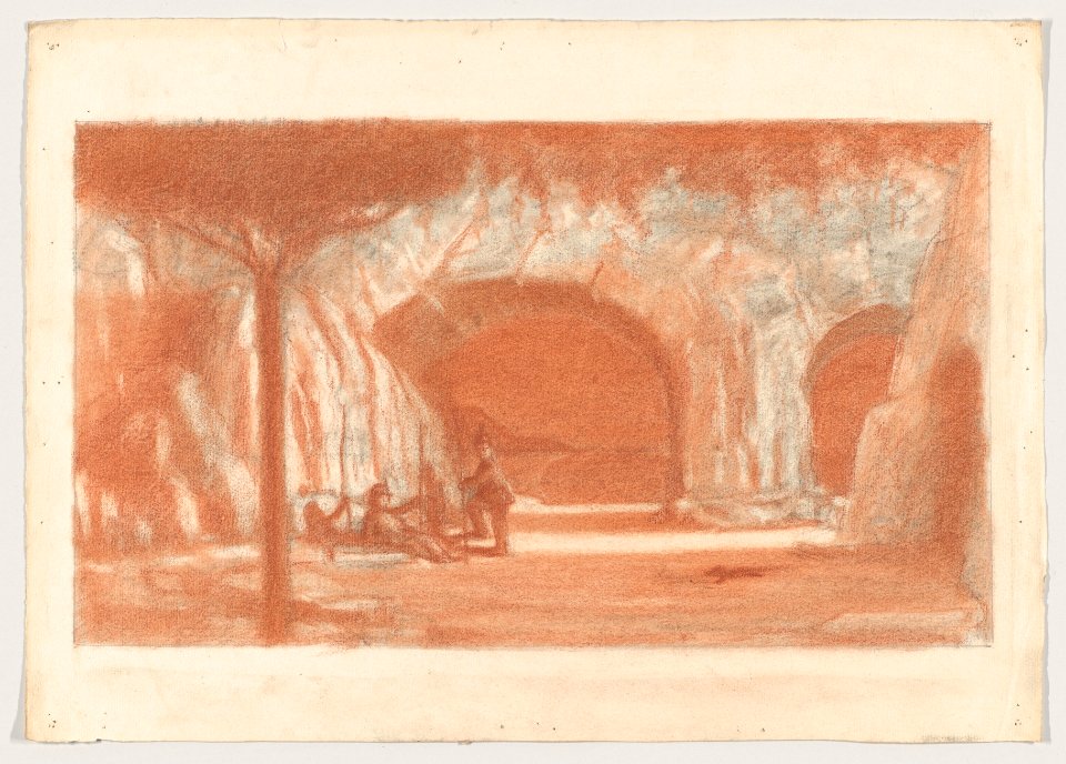 Figures Resting by a Cave, possibly a stage set design MET DP856510