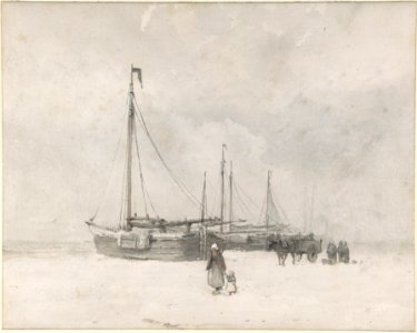 Fishing Boats on the Beach in Winter MET DP800942