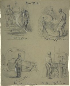 Four drawings showing the manufacture of iron MET DP806079