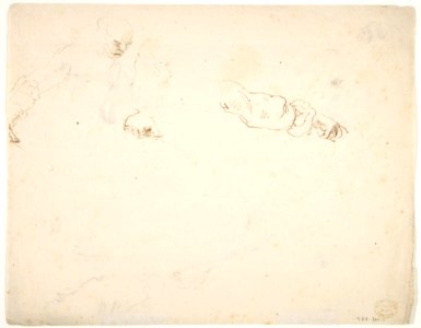 Figures in Battle and Head of a Horse (recto); Studies of a Man's Head and Arms (verso) MET DP809334