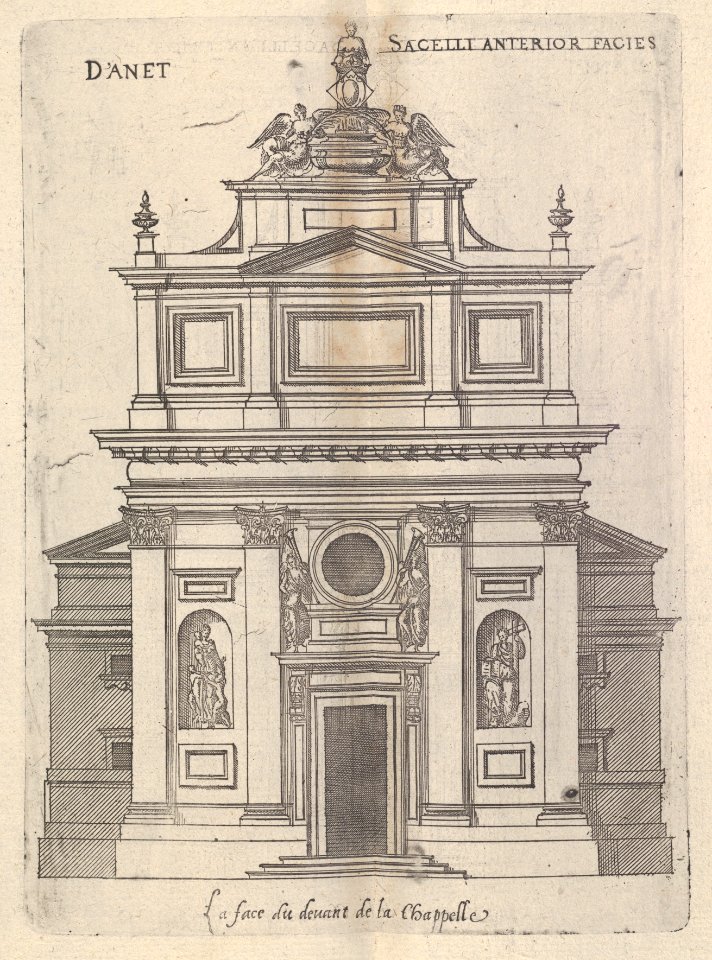 Floorplan, Facade and Cross Section of one of the Chapels at Chateau d ...